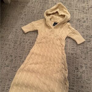 GAP Cream Cable Knit Hooded Bodysuit